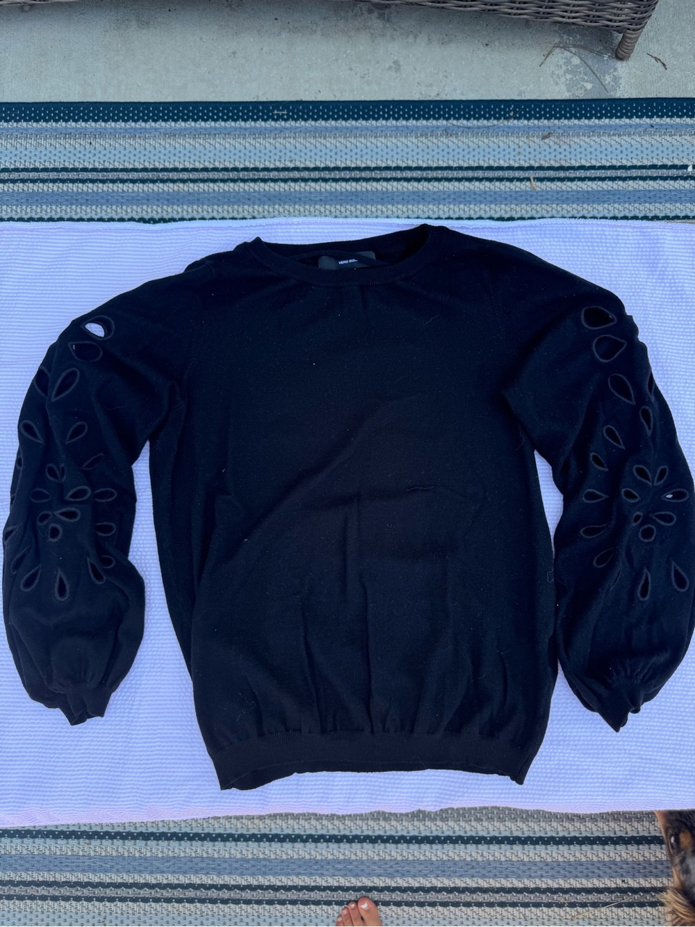 Vero Moda Black Crewneck Sweater with Cutout Sleeve Detail